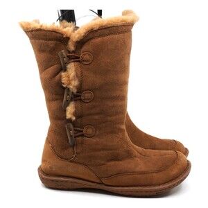BORN Boots Womens Size 9 Tan Sheep Skin Hand Sewn Leather Shearling Lined Winter
